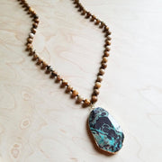 JASPER Necklace with Ocean Agate Pendant - Mercantile Mountain
