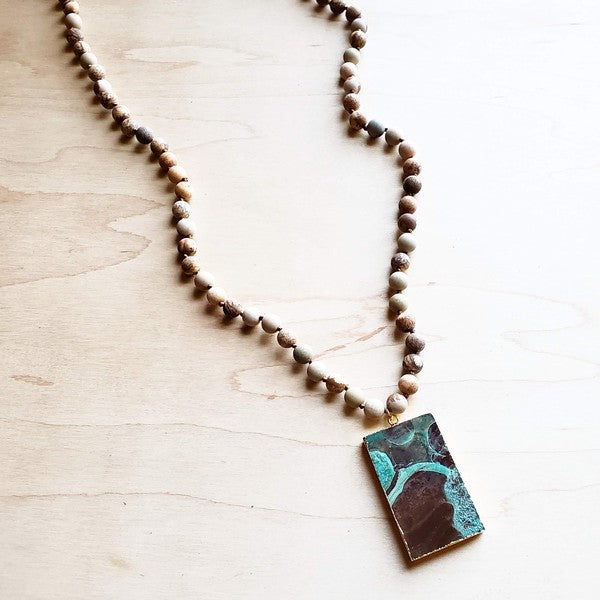 JASPER Necklace with Ocean Agate Pendant - Mercantile Mountain