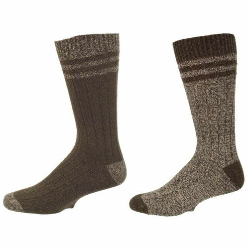 Wool Blended Crew Marled Men 2 Pair Pack Outdoor Hiking Socks - Mercantile Mountain