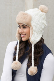 Cable Weave Pom Trapper Hat - Mercantile Mountain