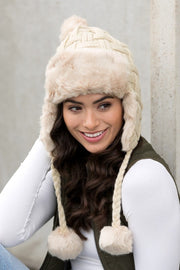 Cable Weave Pom Trapper Hat - Mercantile Mountain