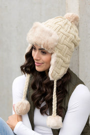 Cable Weave Pom Trapper Hat - Mercantile Mountain