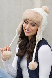 Cable Weave Pom Trapper Hat - Mercantile Mountain