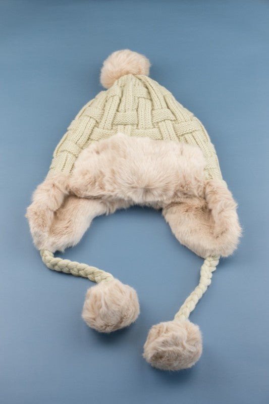 Cable Weave Pom Trapper Hat - Mercantile Mountain