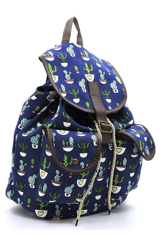 Cactus Printed Canvas Backpack - Mercantile Mountain