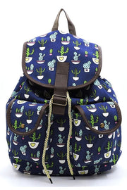 Cactus Printed Canvas Backpack - Mercantile Mountain