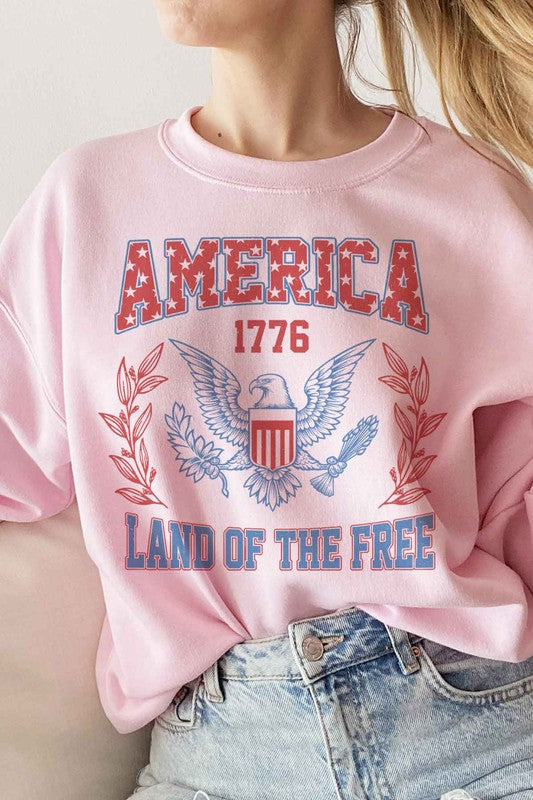 AMERICA LAND OF THE FREE GRAPHIC SWEATSHIRT