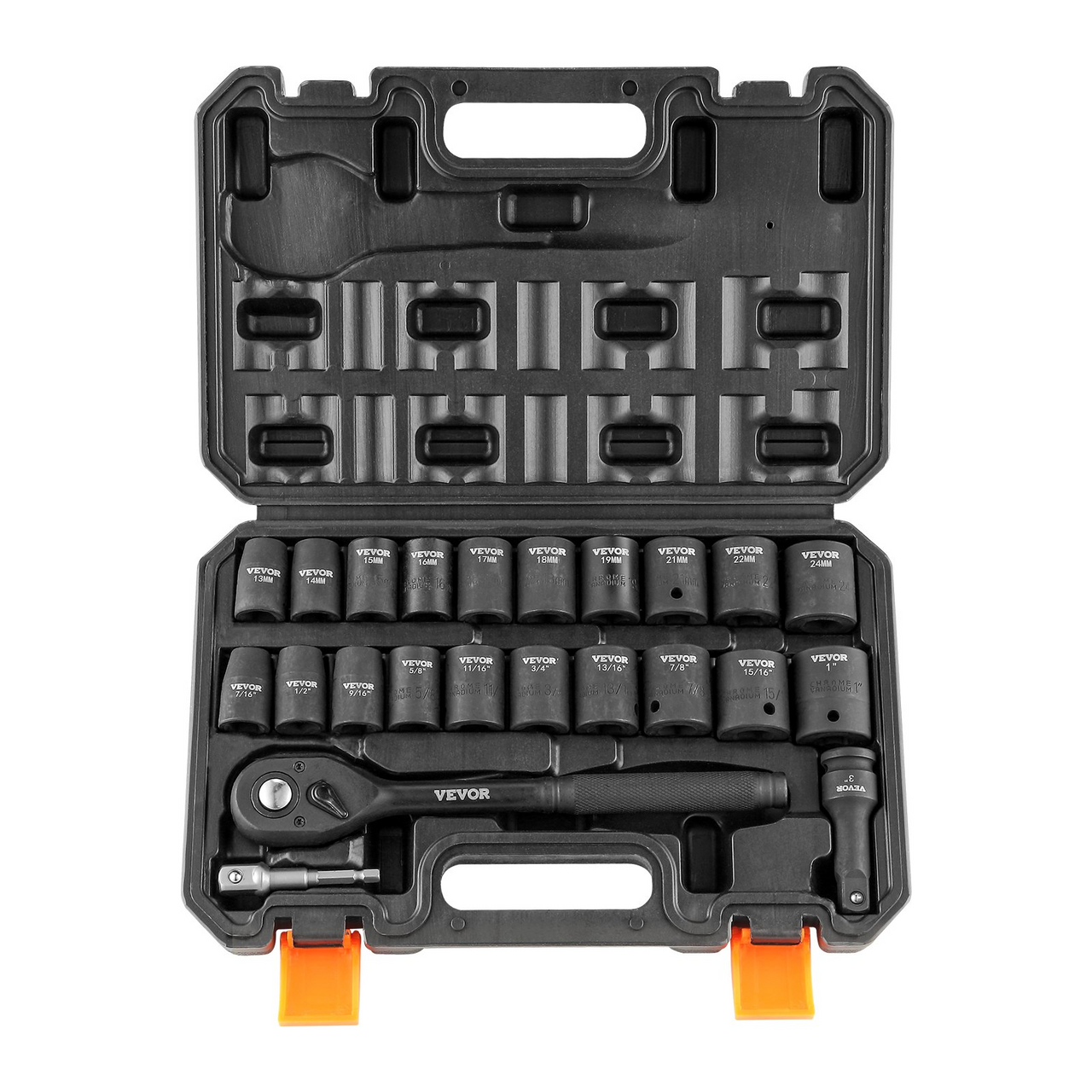 1/2" Drive Impact Socket Set, 23-Piece SAE & Metric Kit