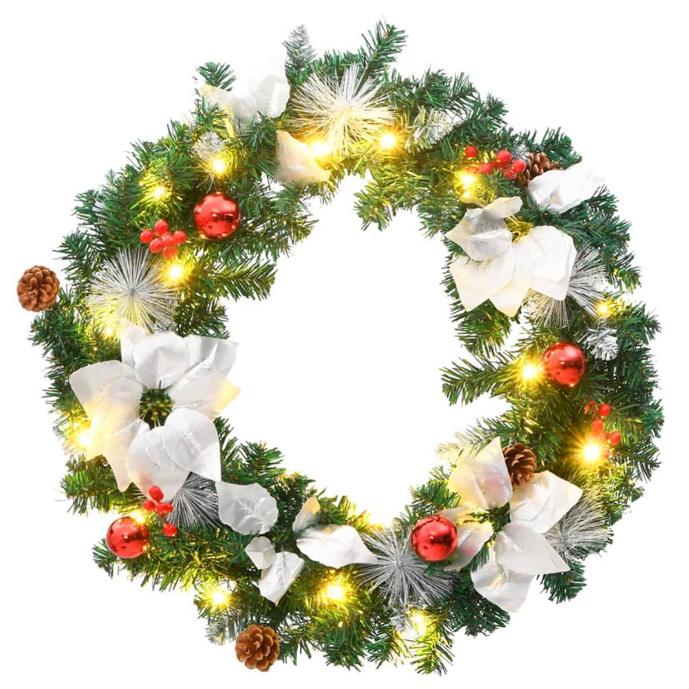 Christmas Wreath with LED Lights Green 23.6" PVC