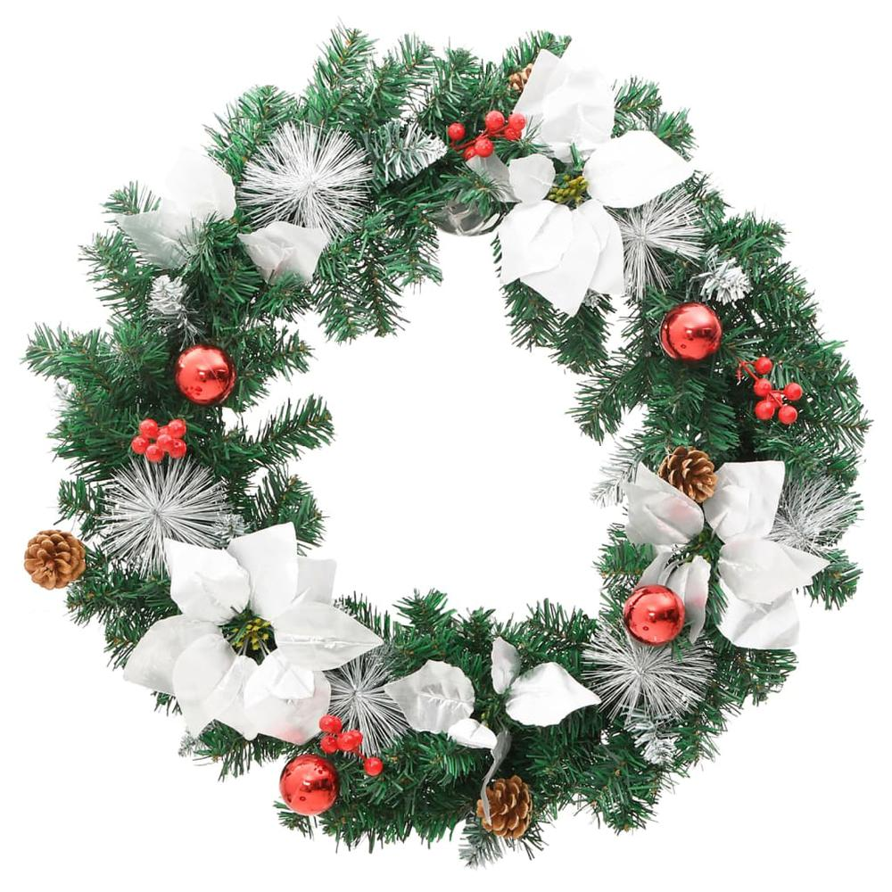 Christmas Wreath with LED Lights Green 23.6" PVC