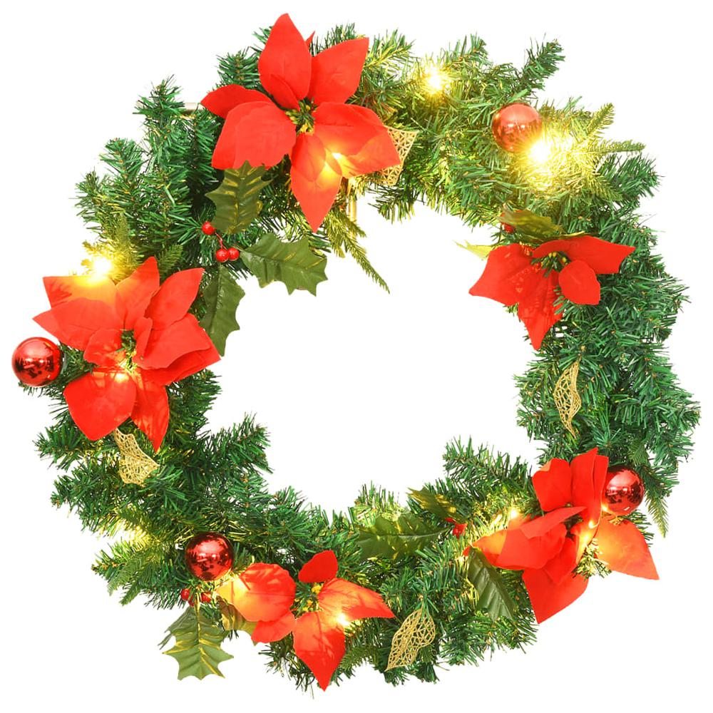 Christmas Wreath with LED Lights Green 23.6" PVC