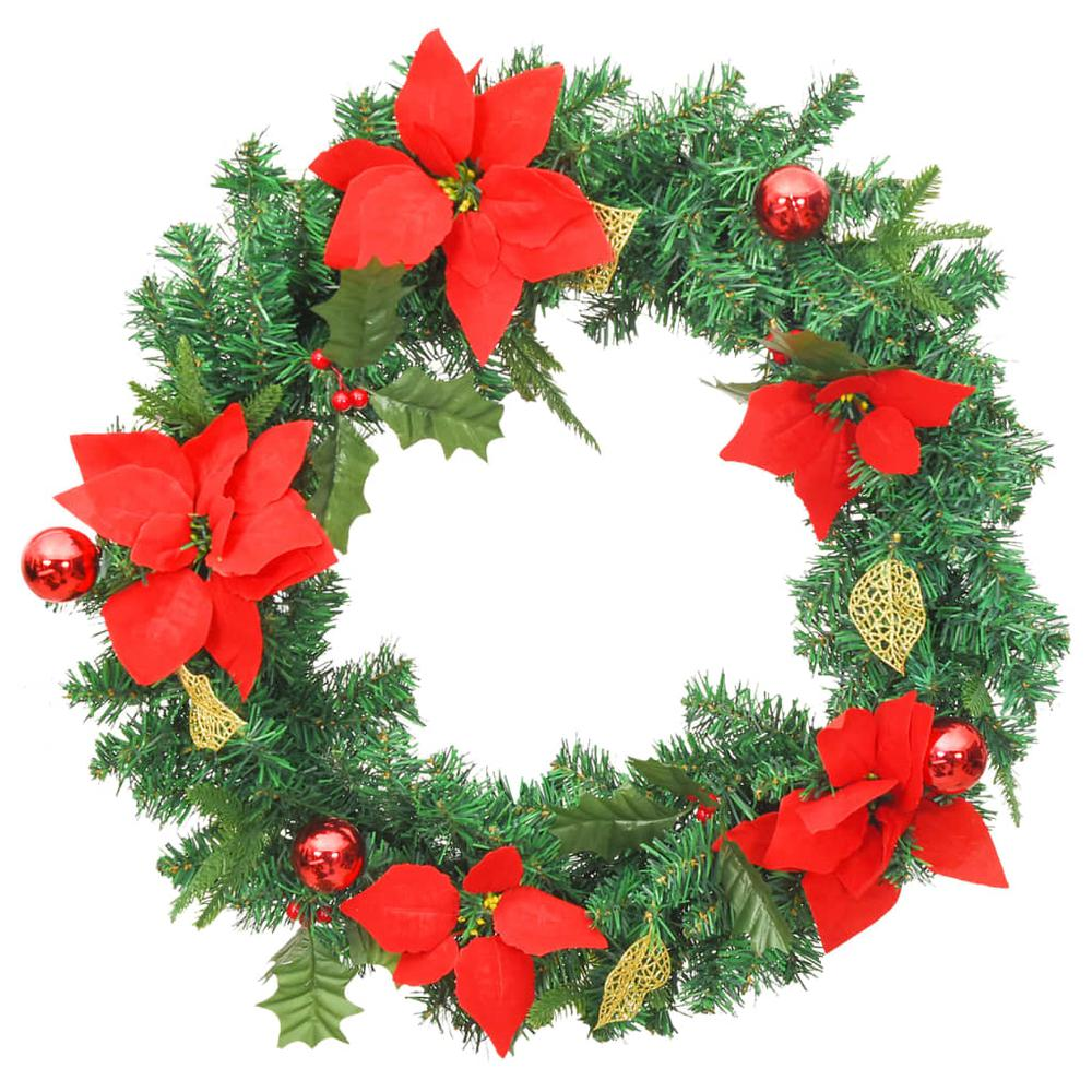 Christmas Wreath with LED Lights Green 23.6" PVC