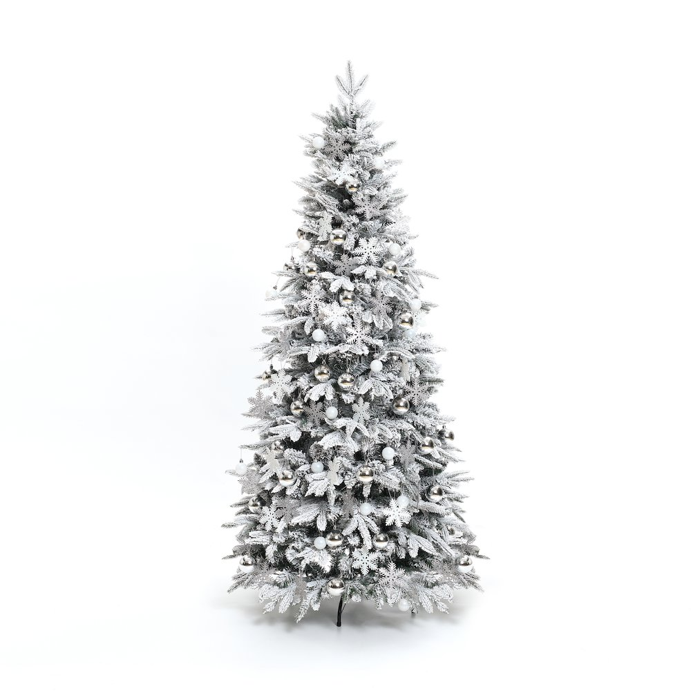 LuxenHome 6Ft Pre-Lit Snow Flocked Pop-Up Artificial Christmas Tree