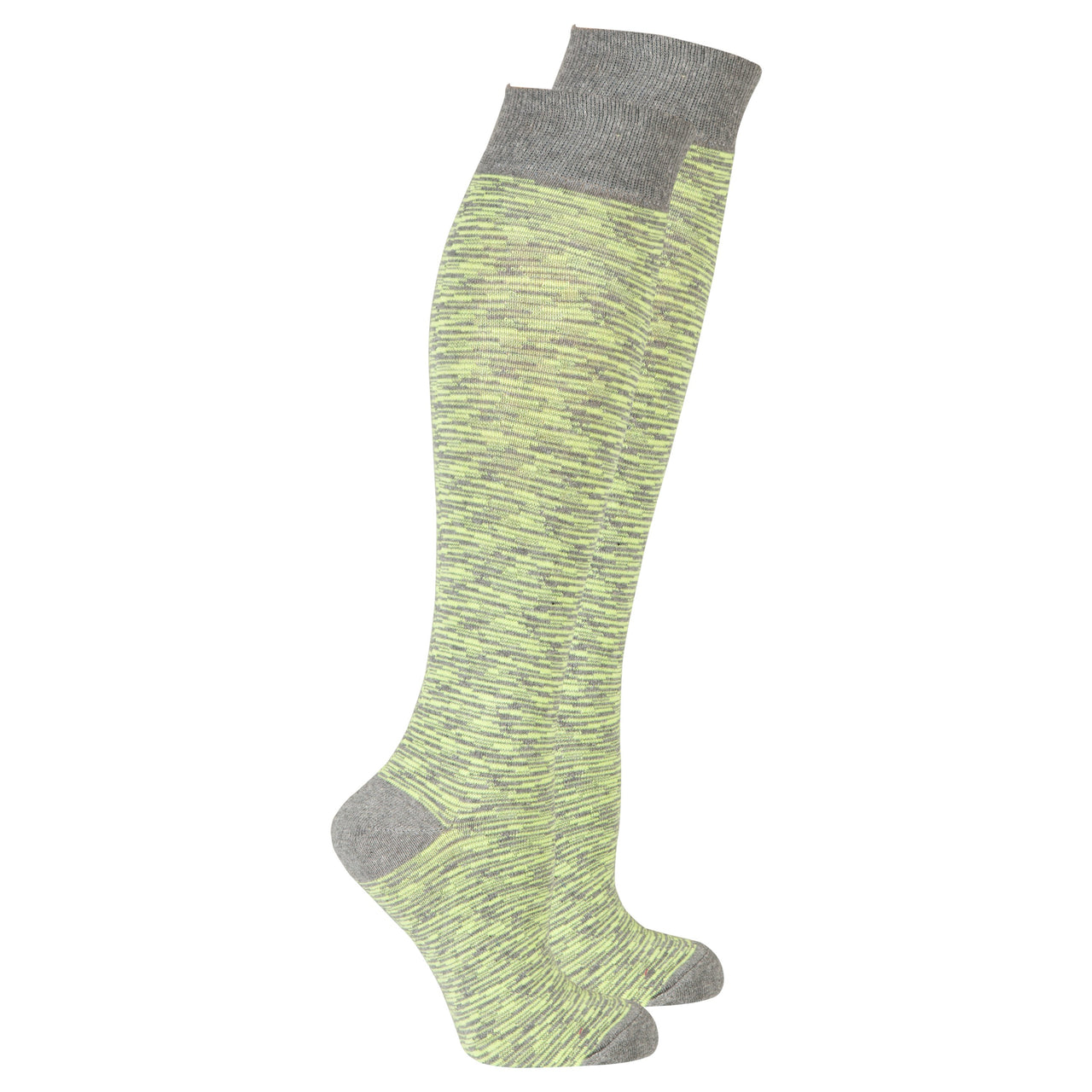 Women's Lime Grizzled Stripe Knee High Socks - Mercantile Mountain