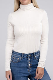 Ribbed Turtle Neck Long Sleeve Top - Mercantile Mountain