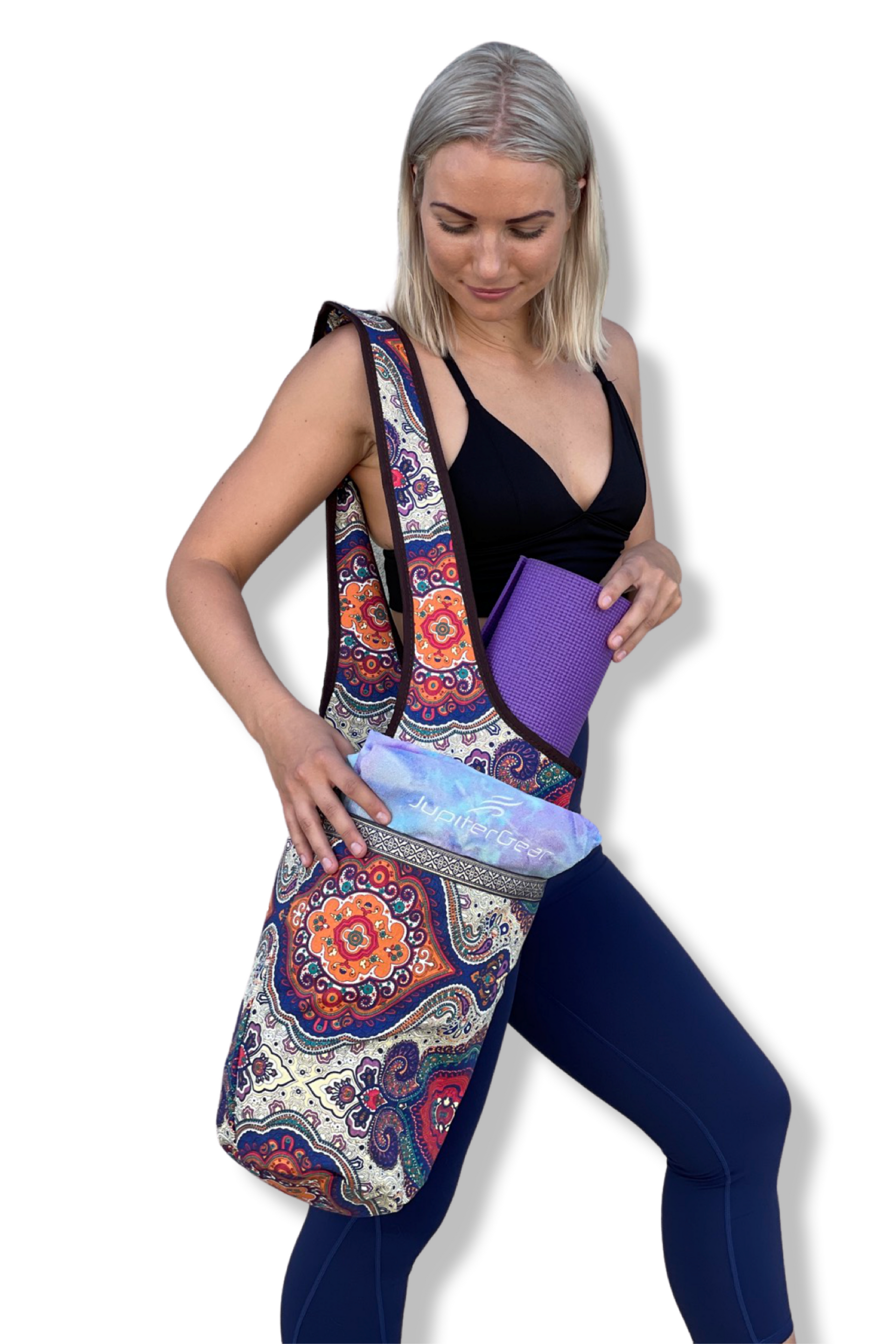 Exercise Mat Tote Bag with Large Pockets - Mercantile Mountain