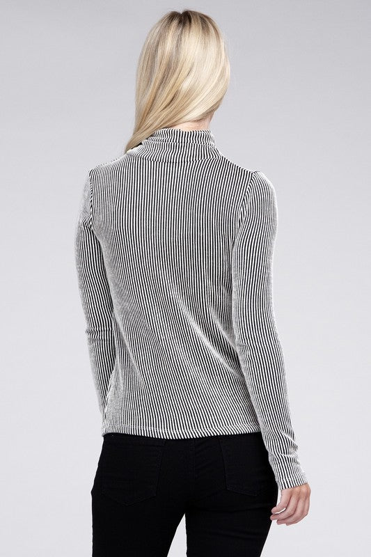 Ribbed Turtle Neck Long Sleeve Top - Mercantile Mountain