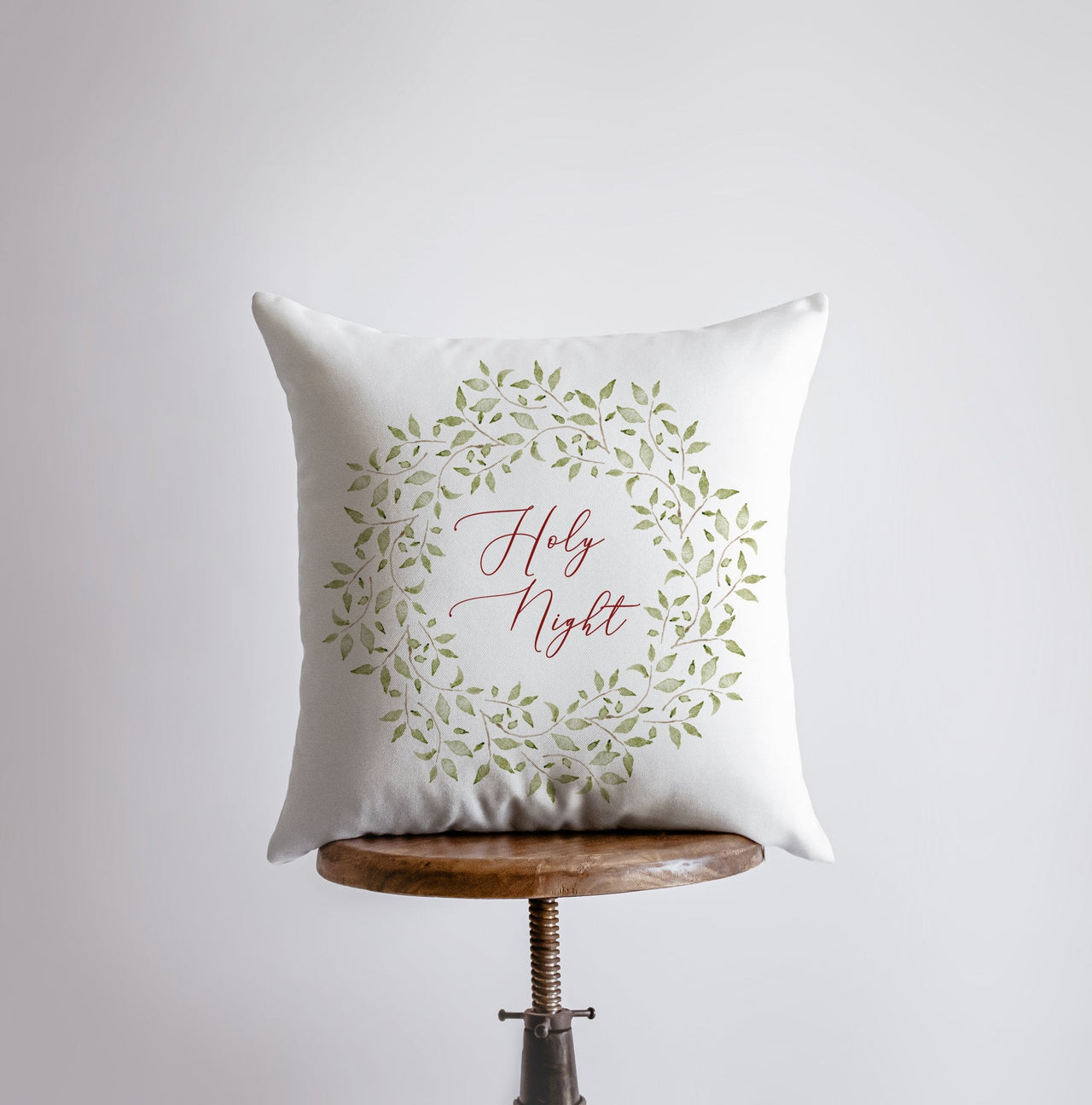 Holy Night Leaf Wreath | Throw Pillow | Christmas Pillow | Home Decor - Mercantile Mountain