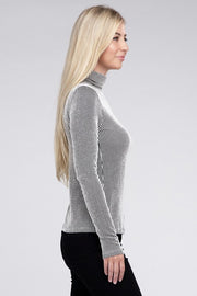 Ribbed Turtle Neck Long Sleeve Top - Mercantile Mountain