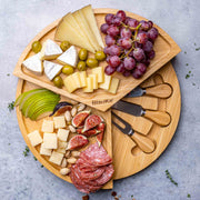 Bamboo Cheese Board and Knife Set - 14 Inch Swiveling Charcuterie - Mercantile Mountain