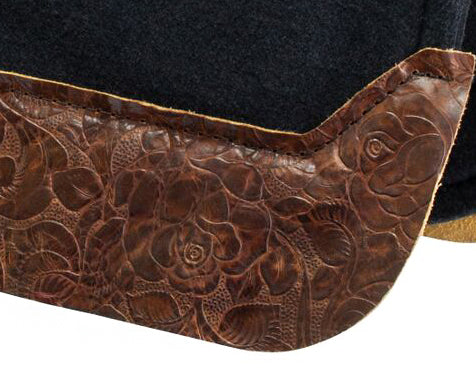 Contour Classic Saddle Pad- Black with Vintage Floral Wear Leather