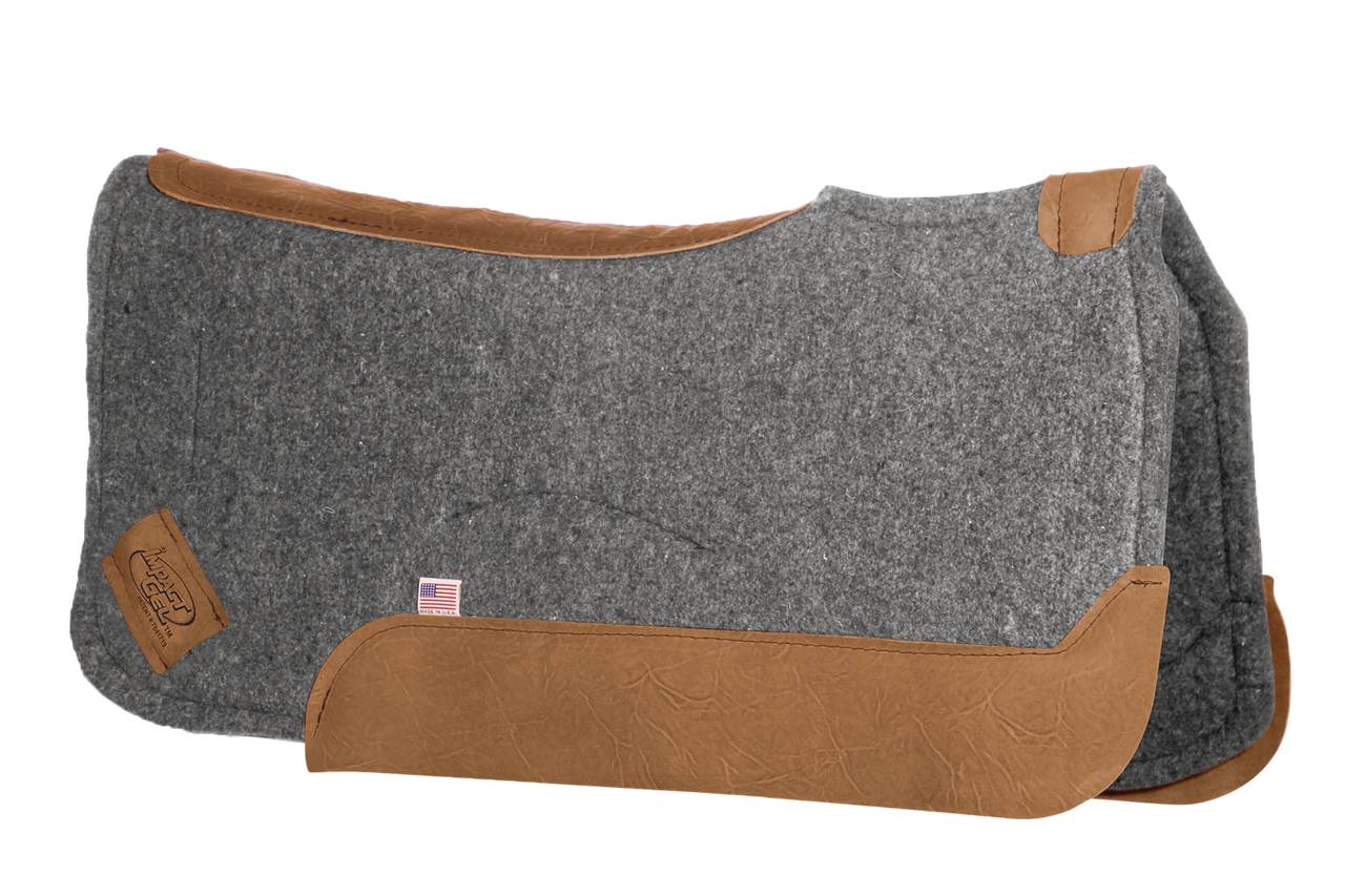 Contour Classic Saddle Pad Grey- Brown Wear Leather