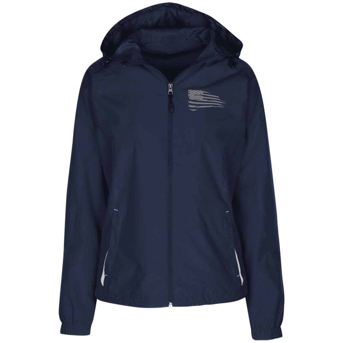 Distressed Flag Ladies' Jersey-Lined Hooded Windbreaker - Mercantile Mountain