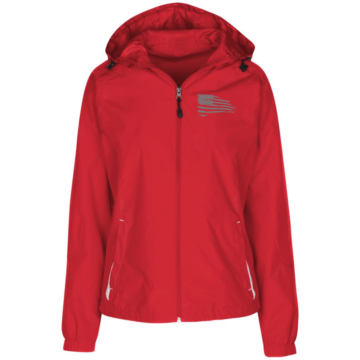 Distressed Flag Ladies' Jersey-Lined Hooded Windbreaker - Mercantile Mountain