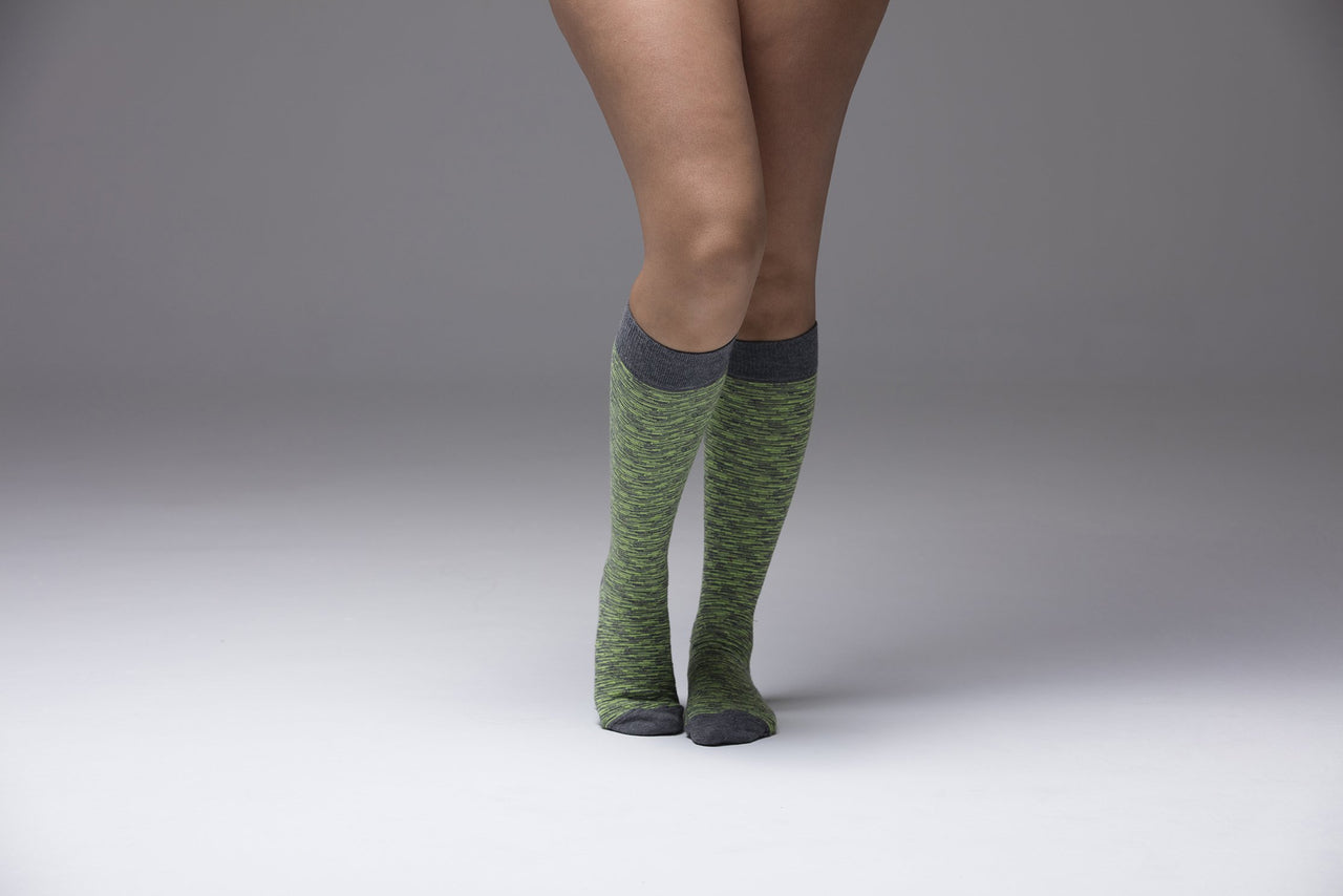 Women's Lime Grizzled Stripe Knee High Socks - Mercantile Mountain