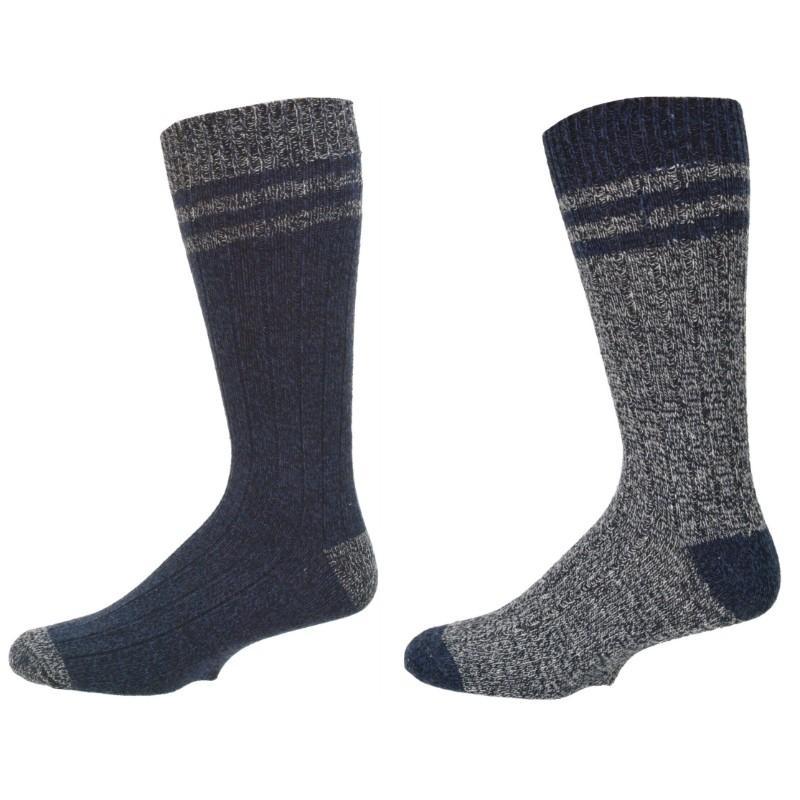 Wool Blended Crew Marled Men 2 Pair Pack Outdoor Hiking Socks - Mercantile Mountain