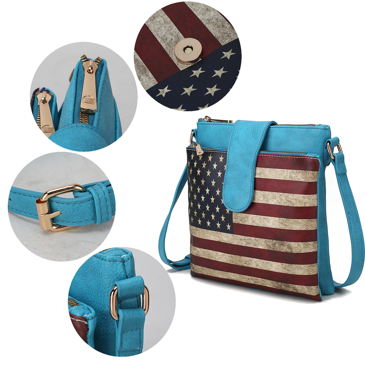 Josephine Vegan Leather Women FLAG Crossbody Bag