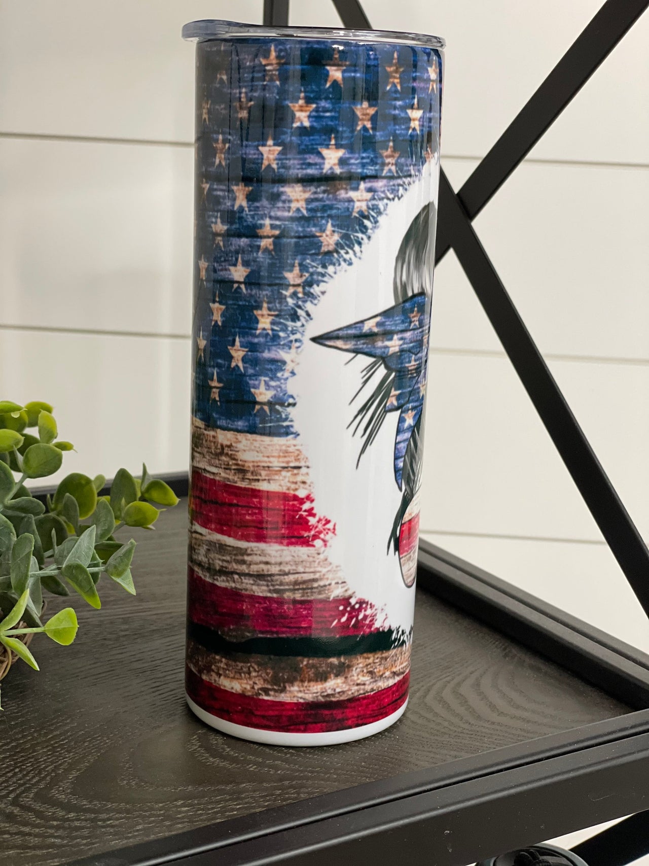 Patriotic Messy Bun 20oz Skinny Tumbler