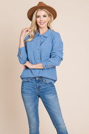 Textured Cotton Raw Edge Gauze Blouse Tops Shirts - Mercantile Mountain