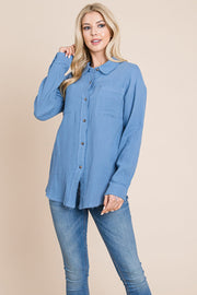 Textured Cotton Raw Edge Gauze Blouse Tops Shirts - Mercantile Mountain