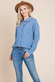 Textured Cotton Raw Edge Gauze Blouse Tops Shirts - Mercantile Mountain