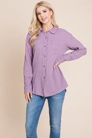 Textured Cotton Raw Edge Gauze Blouse Tops Shirts - Mercantile Mountain