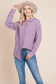 Textured Cotton Raw Edge Gauze Blouse Tops Shirts - Mercantile Mountain