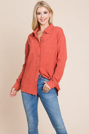 Textured Cotton Raw Edge Gauze Blouse Tops Shirts - Mercantile Mountain