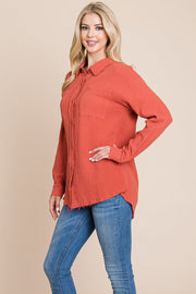 Textured Cotton Raw Edge Gauze Blouse Tops Shirts - Mercantile Mountain