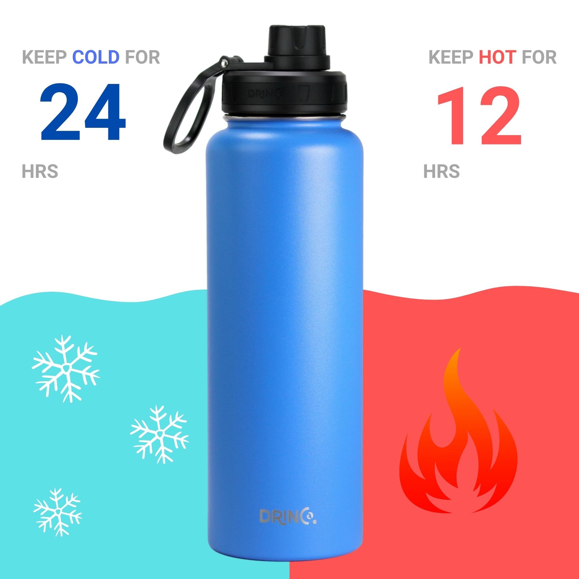 DRINCO® 40oz Stainless Steel Sport Water Bottle - Royal Blue - Mercantile Mountain