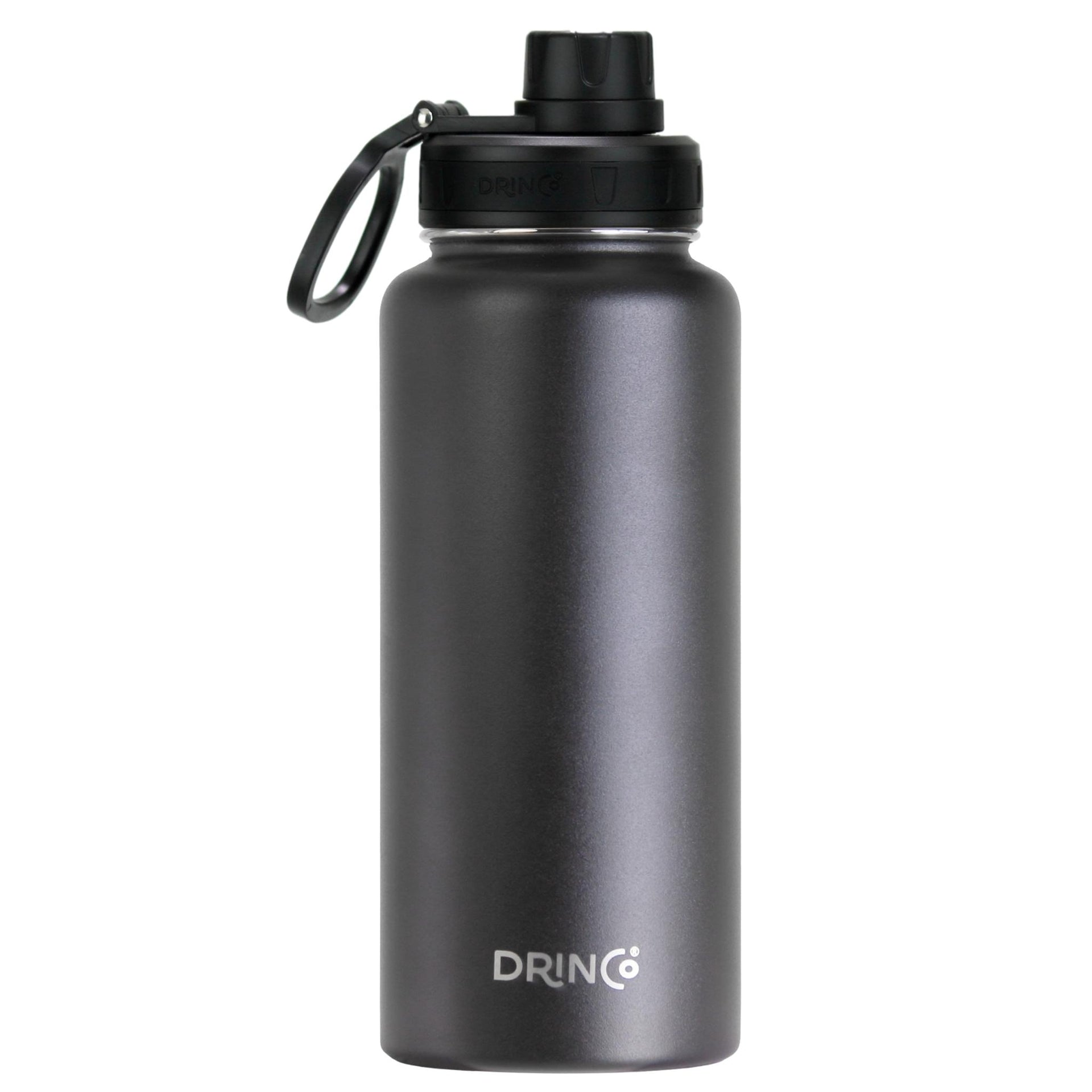 DRINCO® 32oz Stainless Steel Water Bottle (3 lids) - Black - Mercantile Mountain