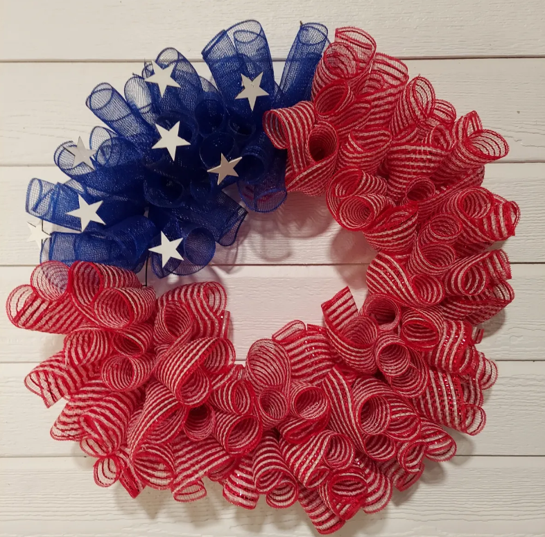 USA Large Flag Deco Mesh Wreath - Mercantile Mountain