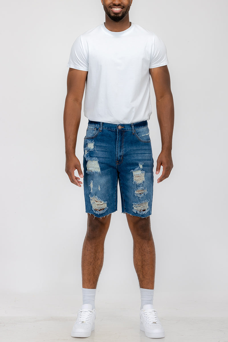 Mens Distressed Denim Shorts - Mercantile Mountain