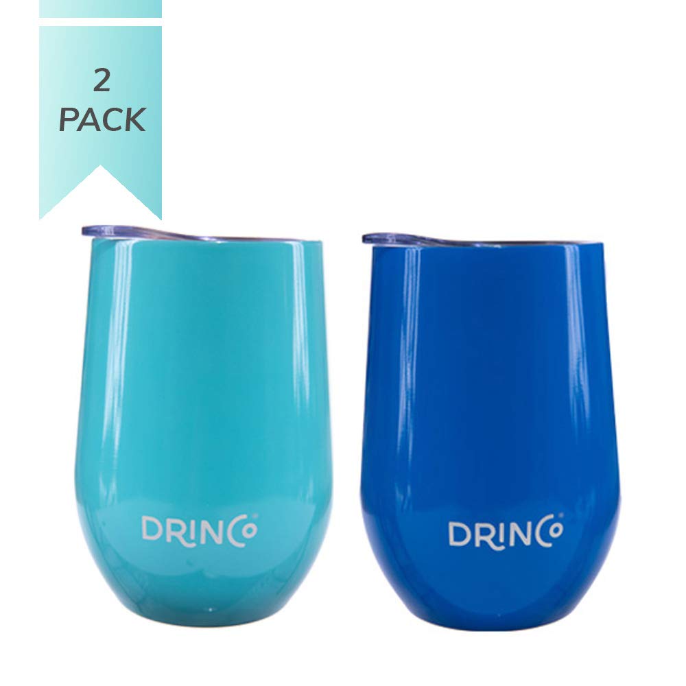 DRINCO® 12oz 2PK Insulated Wine Tumbler Glass (OG Aqua/Blue) - Mercantile Mountain
