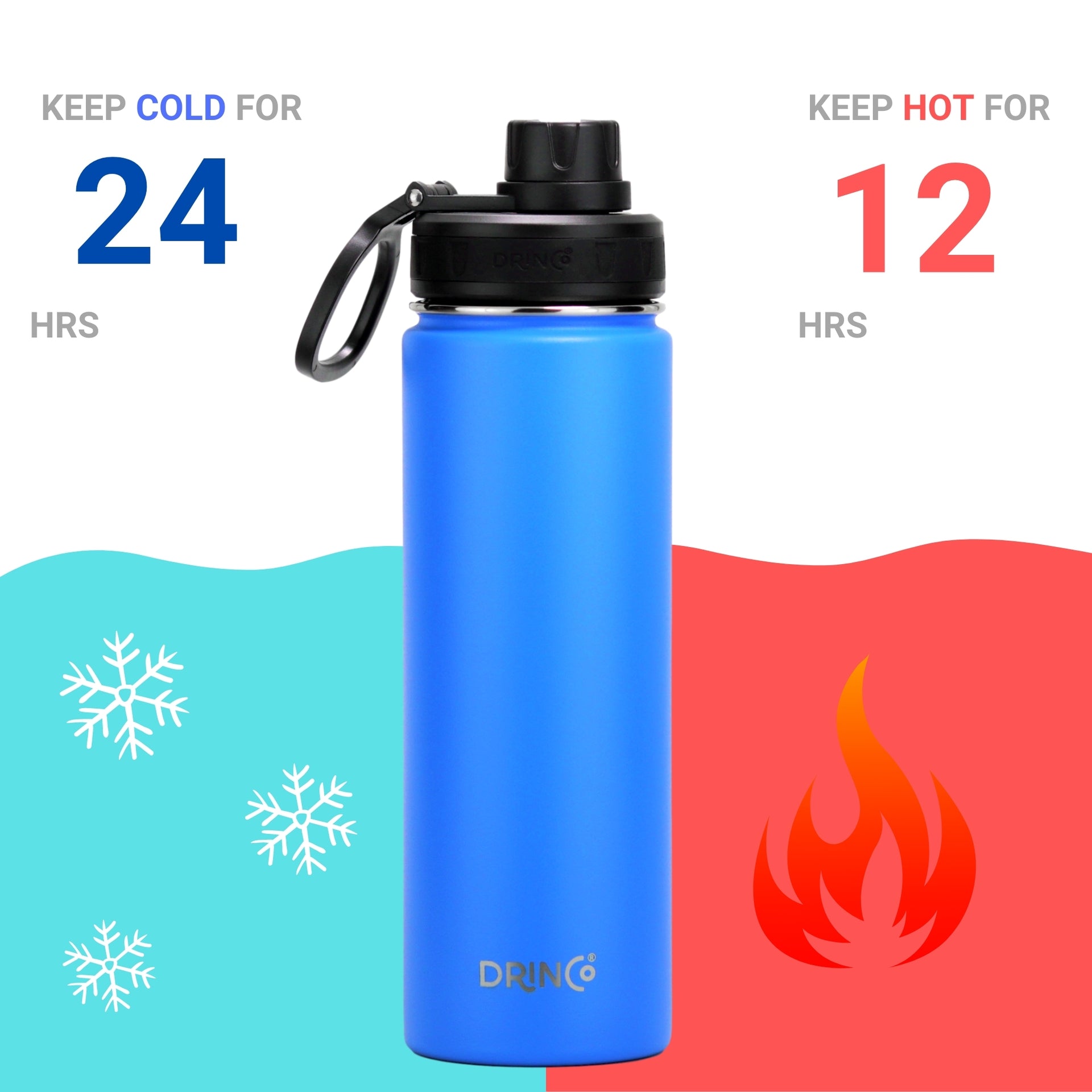 DRINCO® 22oz Stainless Steel Sport Water Bottle - Royal Blue - Mercantile Mountain