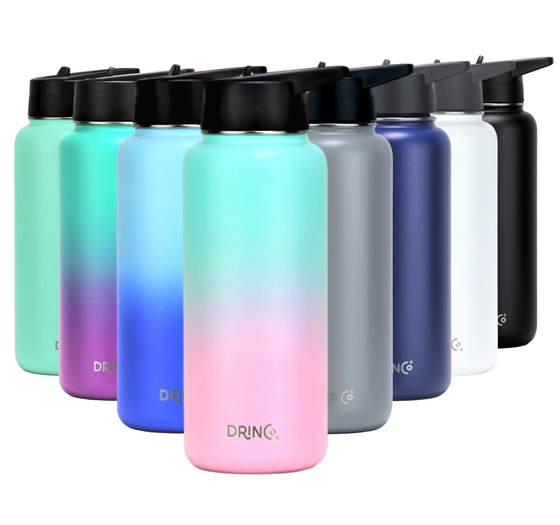 DRINCO® 32oz Stainless Steel Water Bottle (3 lids) - Macaron - Mercantile Mountain