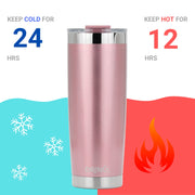 DRINCO® 20oz Insulated Tumbler Spill Proof Lid 2 Straws-Rose Gold-Xmas - Mercantile Mountain