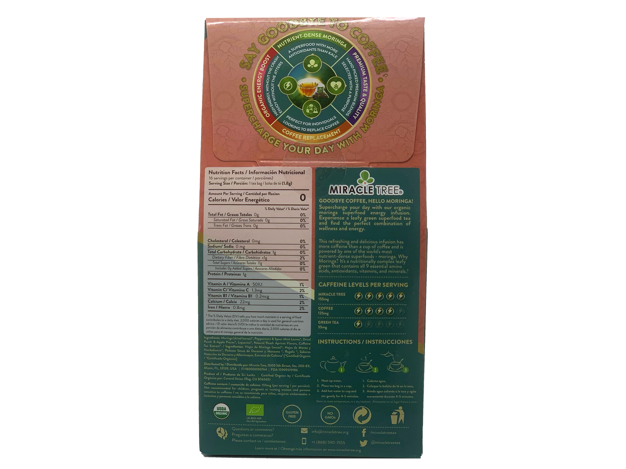 Miracle Tree's Moringa Energy Tea, Peach Mint Apricot - Mercantile Mountain