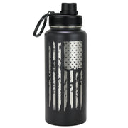 DRINCO® 32oz Stainless Steel Water Bottle - USA Flag-Black - Mercantile Mountain