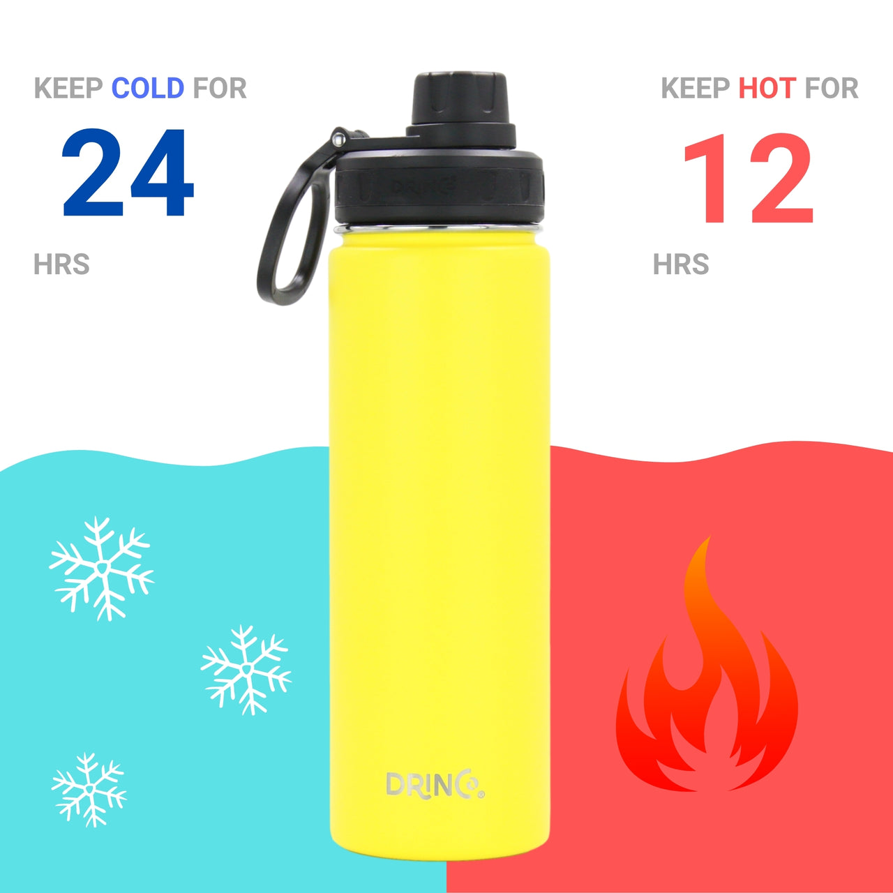 DRINCO® 22oz Stainless Steel Sport Water Bottle - Illuminating Yellow - Mercantile Mountain